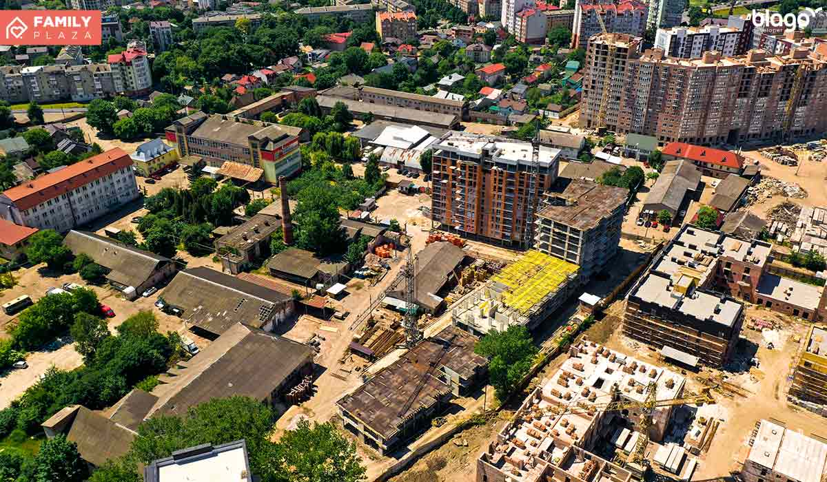 Construction state of the Family Plaza residential complex as of 16.06.2021