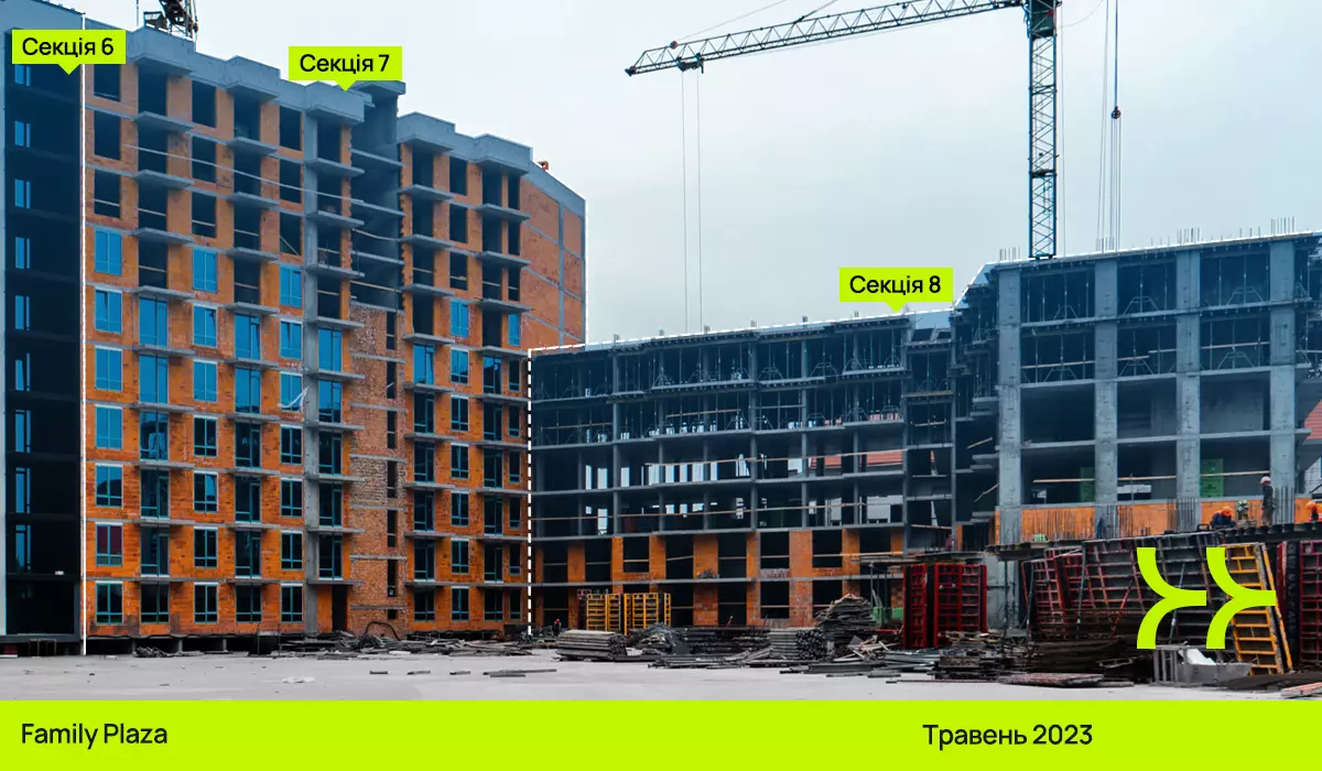 Динаміка будівництва ЖК «Family Plaza»: березень – травень 2023