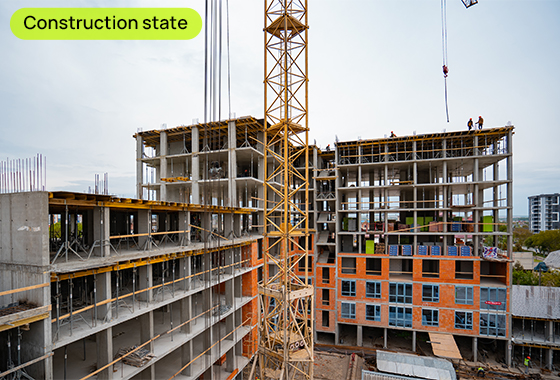 Construction state of the U ONE residential complex as of 15.05.2023