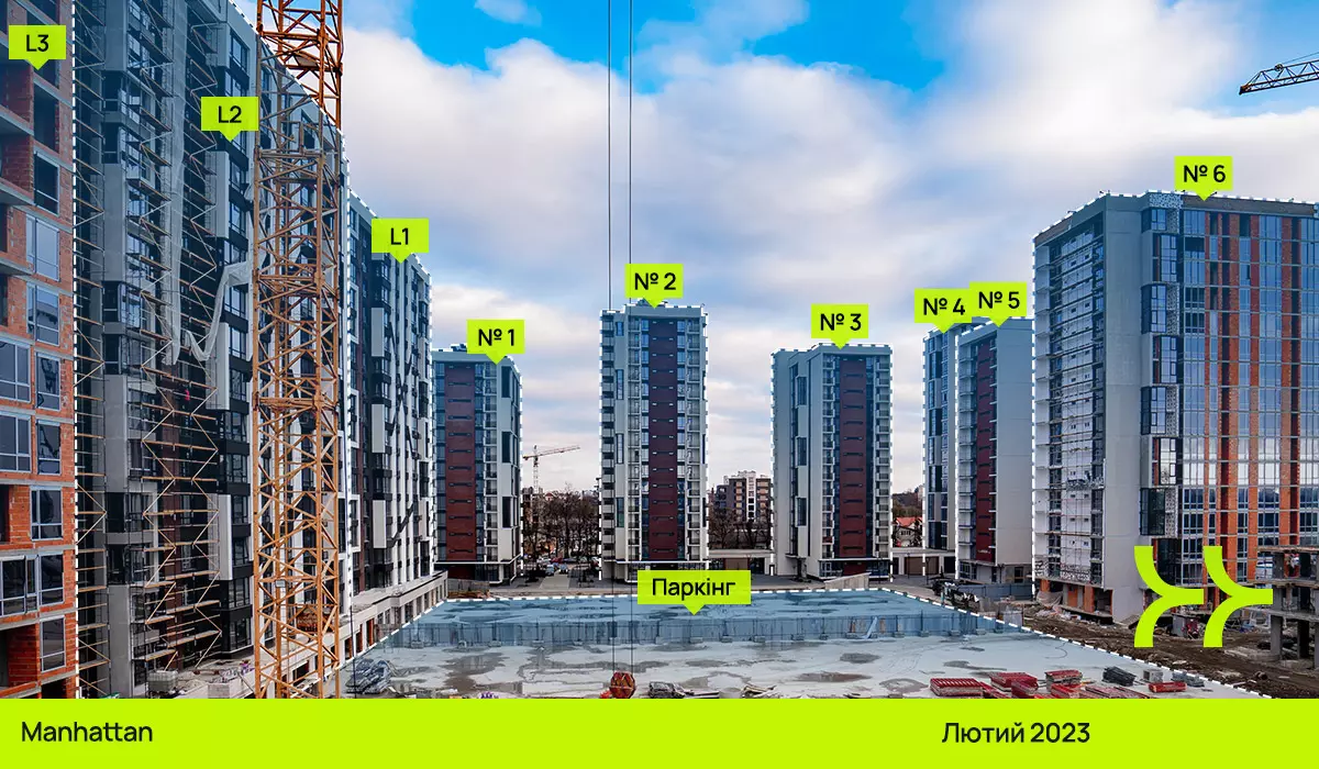Динаміка будівництва сучасного району «Manhattan»: лютий – липень 2023📈