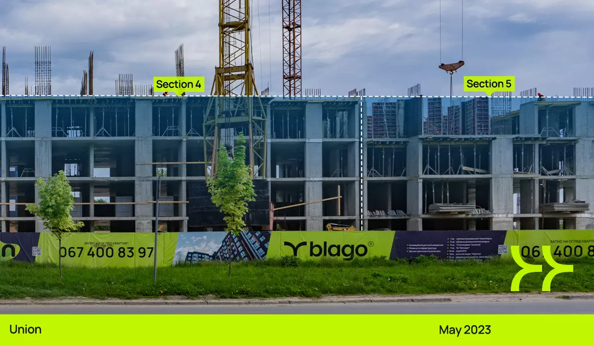 Construction dynamics of the Union residential complex: April – July 2023